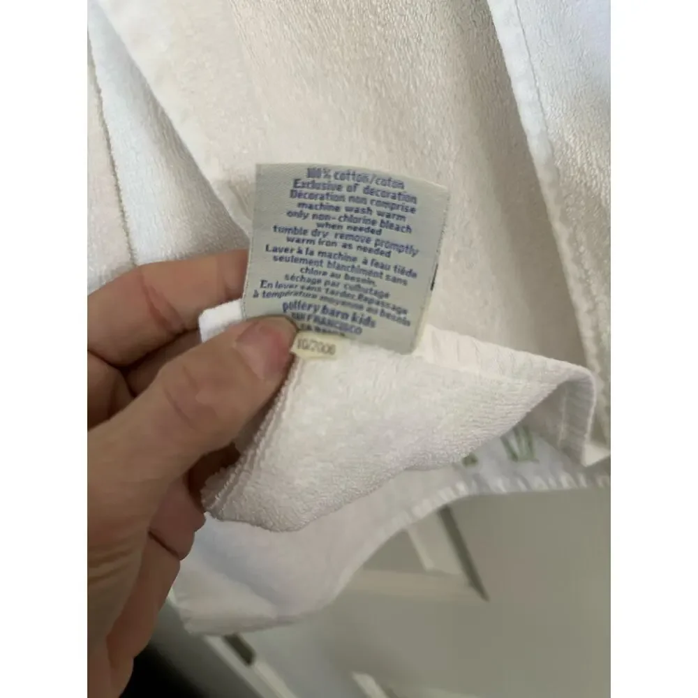 Pottery Barn Kids Towel Cotton Embroidered Butterfly White